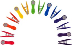 Regenboog wasknijpers - 70 stuks - kleurrijk - roestvrijstalen veren - softgrip - licht grijs - milieuvriendelijke verpakking — thumbnail 2