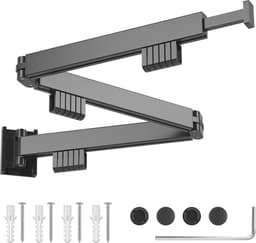 Opvouwbaar Droogrek voor Wandmontage - Intrekbaar en Draaibaar Kledingrek met Haken voor Balkon en Kasten — thumbnail 2