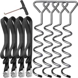 Heavy Duty Trampoline Anker Grondharingen Set van 4 - Hond Vast Bindt Tuin Trampoline Kit - Voor Tuin, Kamp, Schommelingen en Schuur — thumbnail 1