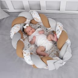 Pasgeboren babynest 75 x 45 cm - knuffelnest met gevlochten kussen - inklapbare set - tweezijdig babynest - Velvet Eulen — thumbnail 2
