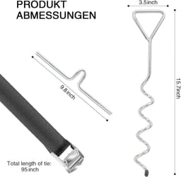 Grondankers set voor trampoline schommel paviljoen partytent - 4 grondankers + 4 verstelbare riemen + 1 draaihulp — thumbnail 5