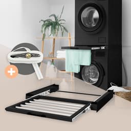 Tussenstuk voor wasmachine en droger – Universeel tussenbouwframe met verlengbare waslijn 60,5x54,5 cm in zwart ML design — thumbnail 3