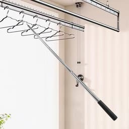 Droogpaal Kleding - Wasstok - Was Ophangen - Gebogen Vorkontwerp - 134cm - Zilver — thumbnail 2