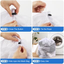 2-stuks Waszak van mesh - Trekkoordtas - Opbergtas van mesh - kledingtas met trekkoord - Verdikte mesh tas - Waszak - Opbergtas - anti-klit en anti-vervorming - 60*50 cm - Voor kleding, ondergoed, lakens, enz. - Wit — thumbnail 4