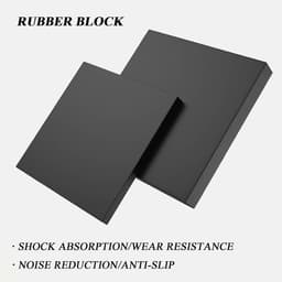 Antislip rubberen blokken - Trillingsdempers pads - Apparatuur stabiliseren - Massief rubber - 20x20x3 cm - Zwart — thumbnail 2