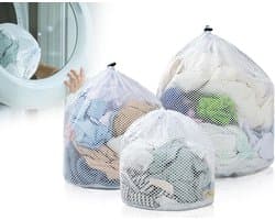 3-delige Wasnet Set voor Wasmachine, Herbruikbare Grofmazige Wasnetten met Koordstopper, 30 x 40, 40 x 50, 50 x 60 cm, Ideaal voor Kleding en Delicate Stoffen