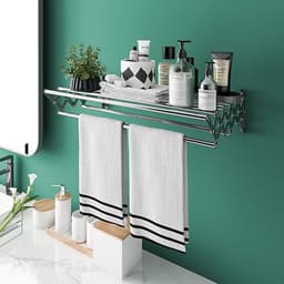 YOR® Wanddroogrek Inklapbaar - Wanddroogrek - Zilver - ‎80cm x 18cm x 10cm; 1.72 kg — thumbnail 3