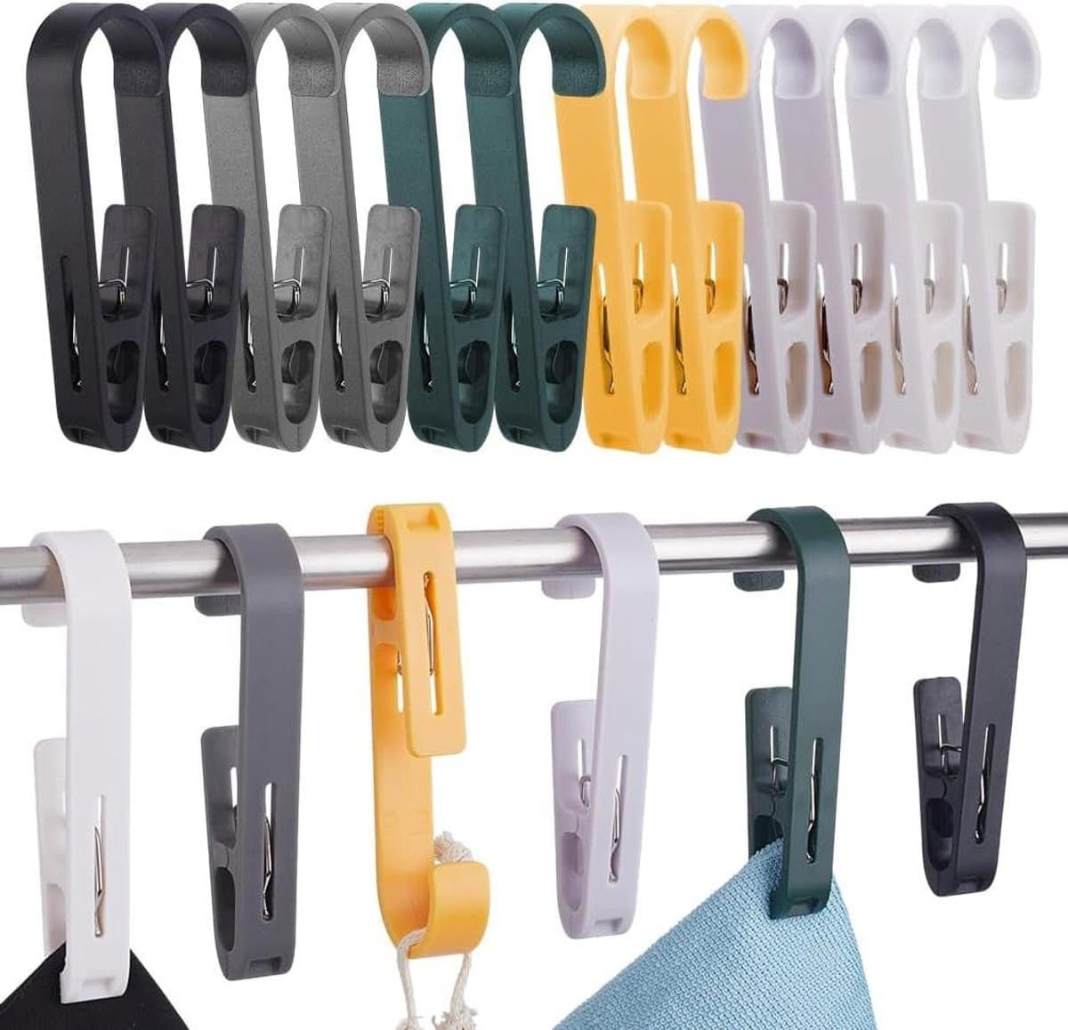 Grote Wasknijpers - Kledingclips Ophangen - Kleding Organiseren - Duurzaam Kunststof Materiaal - 13.4 cm Lang - 6 Kleuren — afbeelding 1