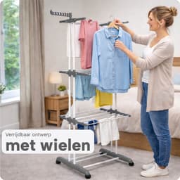 Inklapbaar Wasrek met Wielen - 6 Rekken - Roestvrij - Binnen en Buiten Gebruik – Ruimtebesparend – XXL Kledingrek - BREND BR-2250 — thumbnail 4