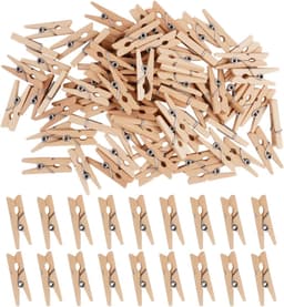 Mini houten wasknijpers - 400 stuks - kleine decoratieve clips voor school - kantoor - huiswerkdecoratie (25mm) — thumbnail 1