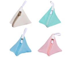 Dailygoods- Waszak Mini Driehoek 4 Stuks - Polyester - Reiswaszak - Netzakken voor Ondergoed - Antislip Rits - 12 cm x 12 cm - Wasnet