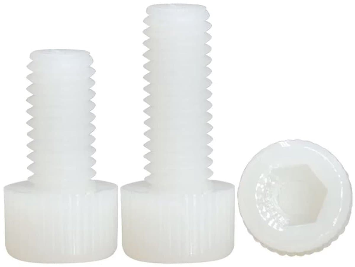 Dailygoods- Nylon Schroeven M12x30mm - Inbus Schroevenset - Kunststof - Slijtvast - Corrosiebestendig - 8 Stuks - Inbusschroeven — afbeelding 1