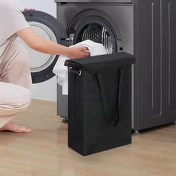 Wasmand Organizer - Opvouwbare mand - Vuile kleding - Versterkte bodem - 28.9 x 19 x 60 cm - Zwart — thumbnail 5