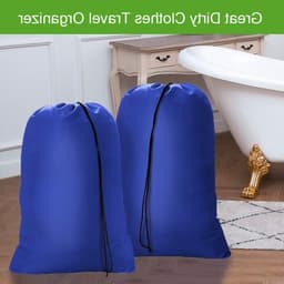 Grote Vouwbare Waszakken met Trekkoord 60x80cm - 2 Stuks - Stevige Opbergzak voor Kleding, Speelgoed en Vuile Was in Huis, Studentenhuis of Camping — thumbnail 3
