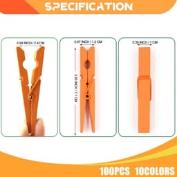 Gekleurde Wasknijpers - Houten Clips - Kleding Drogen - Stevig Massief Hout - 100 Stuks - Oranje — thumbnail 5