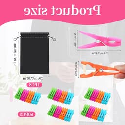 60 stuks wasknijpers met opbergtas, duurzame PP-materiaal, roestvrijstalen veren, antislip clips voor binnen en buiten, perfect voor wasserette, thuisgebruik en reizen — thumbnail 4