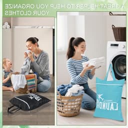 Reiswaszakken Set van 2, Ideaal voor Sportkleding, Vakantie en Camping, Met Rits voor Gemakkelijk Gebruik (Blauw+Zwart) — thumbnail 2
