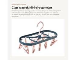Dailygoods- Wasrek Inklapbaar - Droogmolen met 12 Klemmen - Ruimtebesparend - Multifunctioneel - Geschikt voor Binnen/Buiten - Afmetingen 31 x 13 Inch