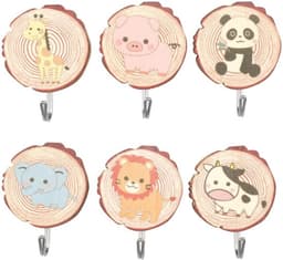 Dailygoods- Haken 6 Stuks - Zelfklevende Houten Dierenhaken — thumbnail 1