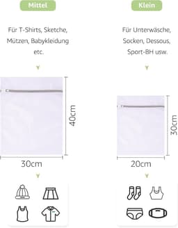 Set van 6 mesh waszakken met ritssluiting - 6 stuks (4 mannen + 2 kinderen) - geschikt voor bh's - reiskleding - schoenen - koffer en babykleding — thumbnail 3