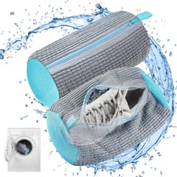 2 stuks schoenwasmachinetas, Waszakken voor de Wasmachine met Ritssluiting, pluche schoenenwaszak,360° reiniging van de tas,multifunctionele bescherming, voor sportschoenen, tennisschoenen (grijs) — thumbnail 1