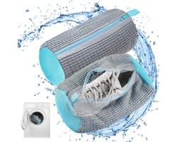 2 stuks schoenwasmachinetas, Waszakken voor de Wasmachine met Ritssluiting, pluche schoenenwaszak,360° reiniging van de tas,multifunctionele bescherming, voor sportschoenen, tennisschoenen (grijs)