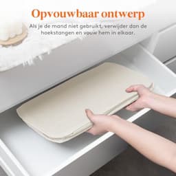 2x Slanke Wasmand met Deksel - 65 Liter - Inklapbaar - Ruimtebesparend Design - Lange Handvatten — thumbnail 3