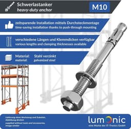 Zwaar Anker - Wiganker Beton - Stevig Bevestigen - Doorsteekmontage - M10 x 100mm - Gegalvaniseerd — thumbnail 5