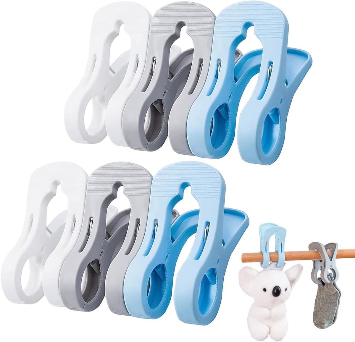 Grote wasknijpers - Handige clips - Handdoeken vastzetten - Winddicht ontwerp - 6 stuks - Blauw — afbeelding 1