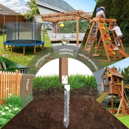 Inslaghuls voor houten palen - 4 stuks ijzeren bodemhulzen voor schommels, speelhuis en rozenbogen, stevig en duurzaam grondanker van thermisch verzinkt staal voor tuinprojecten — thumbnail 4