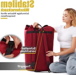 Grote Vuilwaszak XXL 115L met 2 Verstelbare Schouderbanden - Opvouwbare Opbergzak voor Kleding en Reisgebruik, Ideaal voor Vakanties en Sportactiviteiten — thumbnail 2