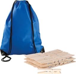 Sorbo Wasknijpers Voordeelzak - met 180x houten wasknijpers - In tasje met hengsels - blauw - was ophangen — thumbnail 1
