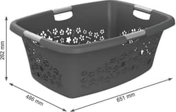 Rotho Wasmand Flowers 65 x 49 x 26 cm 50 l Kunststof Grijs — thumbnail 4