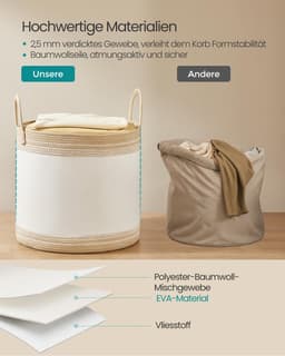 90L Katoenen Wasemmer met Deksel - Beige, geschikt — thumbnail 3