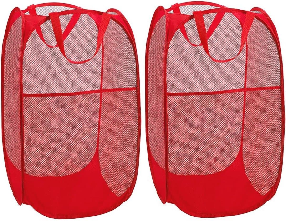 Opvouwbare wasmand set van 2 - Rood, 35 x 35 x 61 cm - Organizer voor vuile was en opberging — afbeelding 1