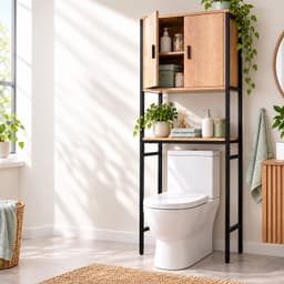 Wasmachine rek - 170x64x27 cm - met kast - zwart-natuur — thumbnail 2