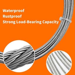 5 m wandset met 20 metalen clips, roestvrij stalen gordijndraad, gordijndraad, kabelspanset, zware belasting, gordijntouw voor waslijn, spandraad, fotodraad, raam, douchegordijnen, interieurdecoratie — thumbnail 4