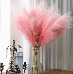 30 stuks Pampasgras, kleurverloop helder rood, droogbloemen boeket, 55 cm, gedroogd voor bloemen, thuisdecoratie — thumbnail 1