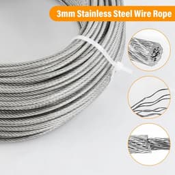 SnelShoppen - 50 m Kledinglijn Buiten met 67 Rvs Spankabels, 20 Ringclips, 4 Haakjes en 4 Spanning Locks voor Tuin, Camping en Buitenactiviteiten — thumbnail 3