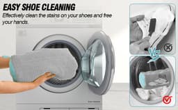Schoenwaszak voor wasmachine - 2 stuks - grijs - met 360° reinigingsfleece - voor sneakers en schoenen - waszak voor wasmachine en droger — thumbnail 3