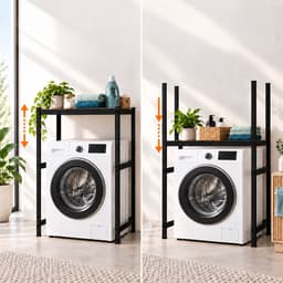 Wasmachine rek - 120x90x60 cm - 200 kg - zwart-bruin — thumbnail 4