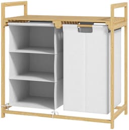 Wasmand met waszak - Opbergrek bamboe - Kast - Badkamerkast - 70x36x70 cm — thumbnail 4