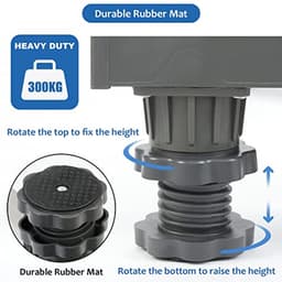 MTTProducts - Wasmachine standaard - Verstelbare wasmachinebasis - Met 4 wielen - Grijs - Ondersteunt 300 kg - Ideaal voor zware apparatuur - Ruimtebes... — thumbnail 4