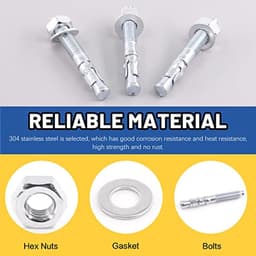 Wigankers 3/8" x 3" Verzinkt Heavy Duty Bevestiging voor Beton - 20 Stuks — thumbnail 2