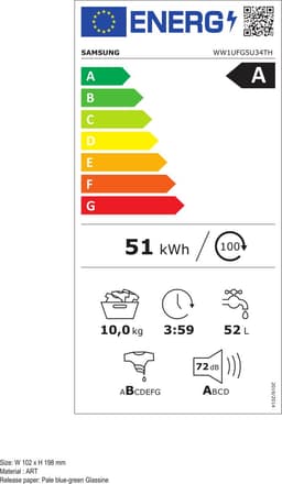 Samsung WW1UFG5U34TH 5000-serie - Wasmachine - 10 kg - AI Ecobubble™ met witte display - 5 jaar garantie — thumbnail 2