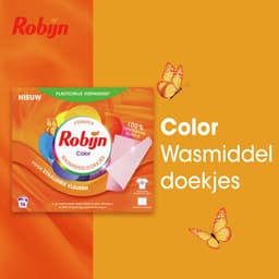 Robijn - Wasmiddeldoekjes - Color - 100% oplosbare doekjes in een kartonnen verpakking - 4 x 16 wasstrips — thumbnail 3