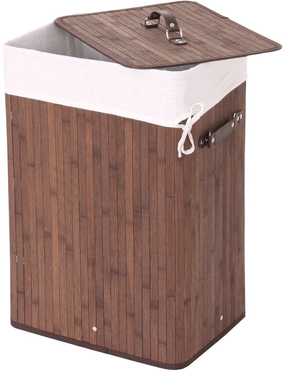 Wasmand MCW-C21, Wasbox Wasbox Wasbox, bamboe 61x43x32cm 70l ~ bruin — afbeelding 1