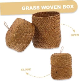 3 Stuks Rieten Opbergmanden - Geweven Zeegras Mand voor Bureau en Decoratie — thumbnail 3