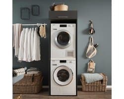 Wasmachinekast Laundreezy | 68 X 68 X 200 Cm | Antraciet - Emob - Wasmachine Ombouw - Zwart - MDF