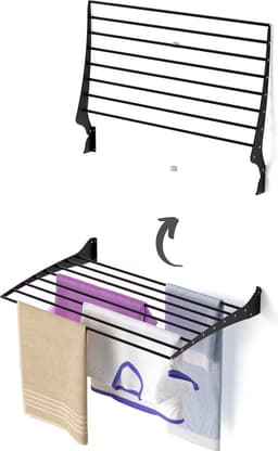 Foxydry Fold 82 cm black wasdroogrek wandmontage clicksysteem - 82 x 50 x 10 cm — thumbnail 1